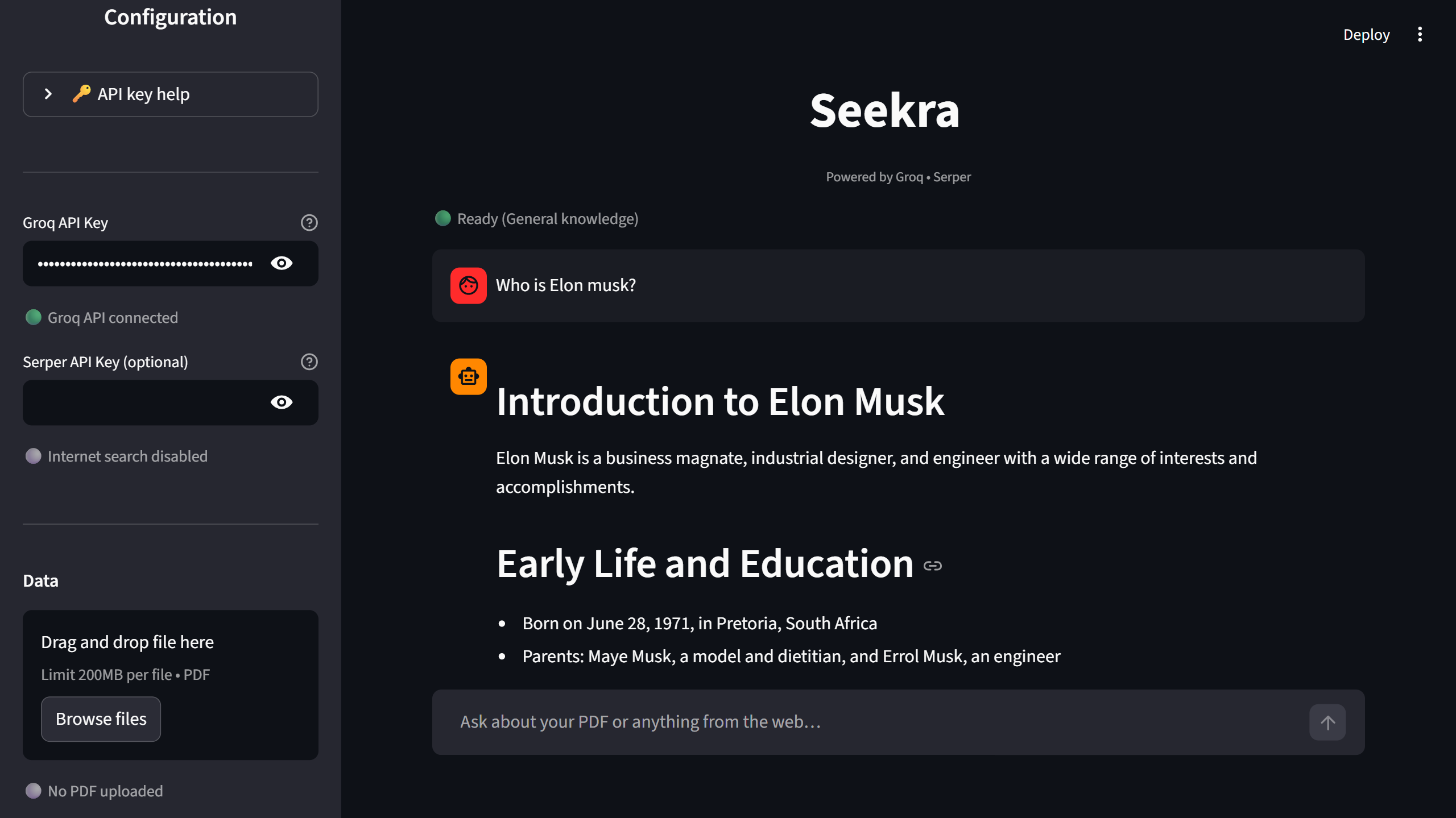 SEEKRA - AI-Powered PDF Question Answering System